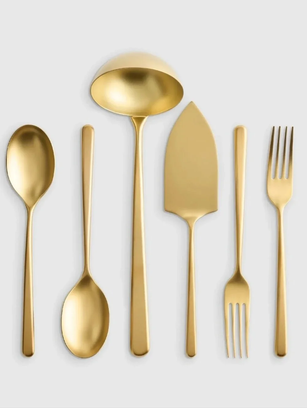 NEW! Quince- Sambonet Gia Minimalist 6 Piece Brushed Gold Serving Set! (X66)